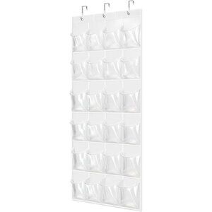 Over Door Shoe Organizer 24 Pocket Clear Hanging Storage Closet White